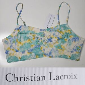 NEW CHRISTIAN LACROIX LIKE ZIMMERMAN LINEN BLEND SMOCKED TANK CAMI TOP LARGE NWT
